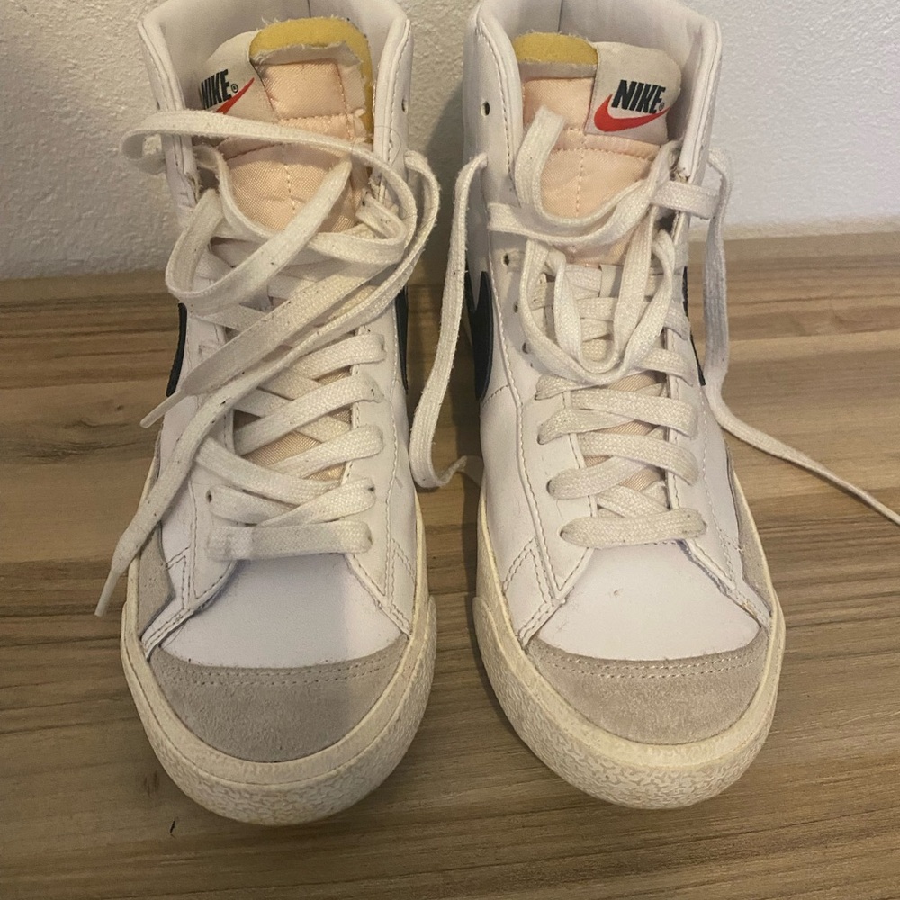 Nike White and Gray High-Top Sneakers